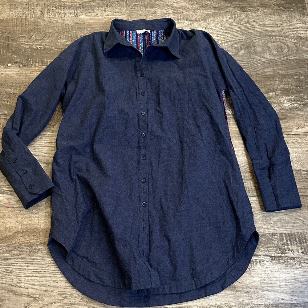 Oddy for Anthropologie Navy Blue Shirt Dress